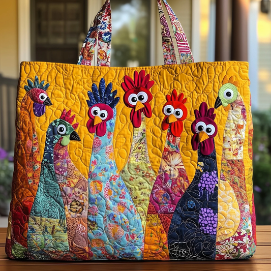 Funny Chicken Quilted Tote Bag