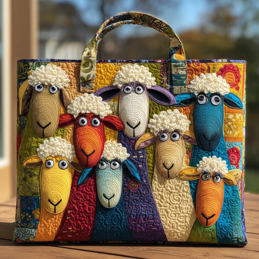 Sheep Serenity Quilted Tote Bag