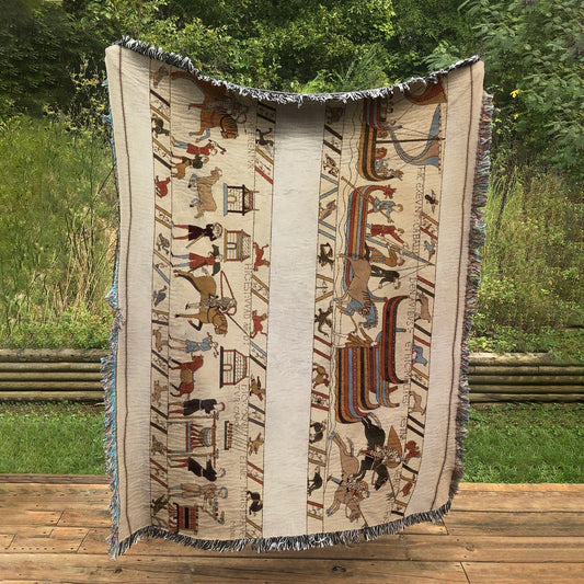Bayeux 100% Cotton Woven Blanket, Wall Hanging Tapestry, Cozy Throw