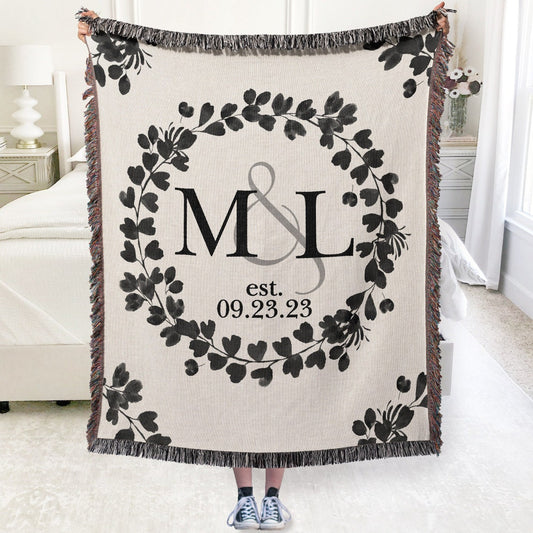 Couple 100% Cotton Woven Blanket, Personalized Wall Hanging Tapestry, Cozy Throw