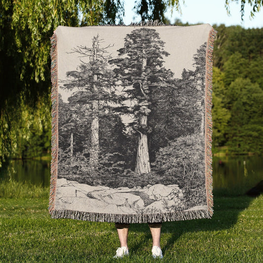 Enchanted Forest 100% Cotton Woven Blanket, Vintage Woodland Wall Hanging Tapestry, Cozy Throw, Dark Cottagecore Boho Decor, Rustic Nature Gothic Home Accent