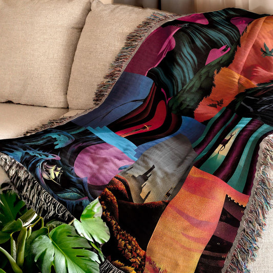 TOG 100% Cotton Woven Blanket, Dark Academia & Booktok Dragon Wall Hanging Tapestry, Cozy Throw