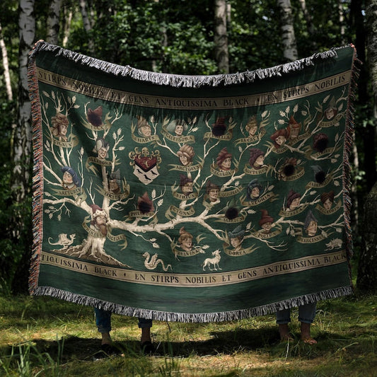 Wizard World 100% Cotton Woven Blanket, Magical Family Wall Hanging Tapestry, Cozy Throw, Medieval Fantasy Art for Dark Academia Homes