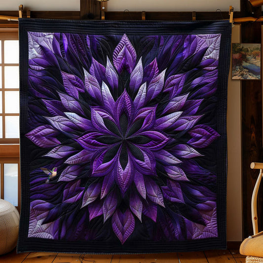 Mystic Purple Bloom Quilted Blanket