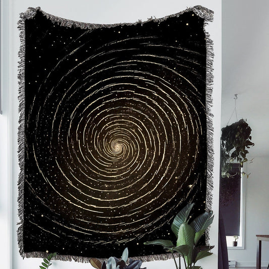 Stardust Swirl 100% Cotton Woven Blanket, Vintage Astrology Celestial Constellation Wall Hanging Tapestry, Cozy Throw, Cosmic Galaxy Decor