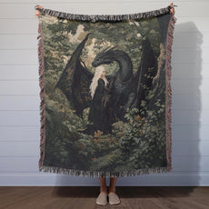 TOG 100% Cotton Woven Blanket, Dark Academia & Booktok Dragon Wall Hanging Tapestry, Cozy Throw