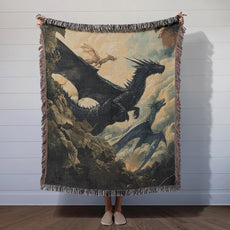Tairn, Sgaeyl, and Andarna 100% Cotton Woven Blanket, Bookish Wall Hanging Tapestry, Cozy Throw Gift For Reader